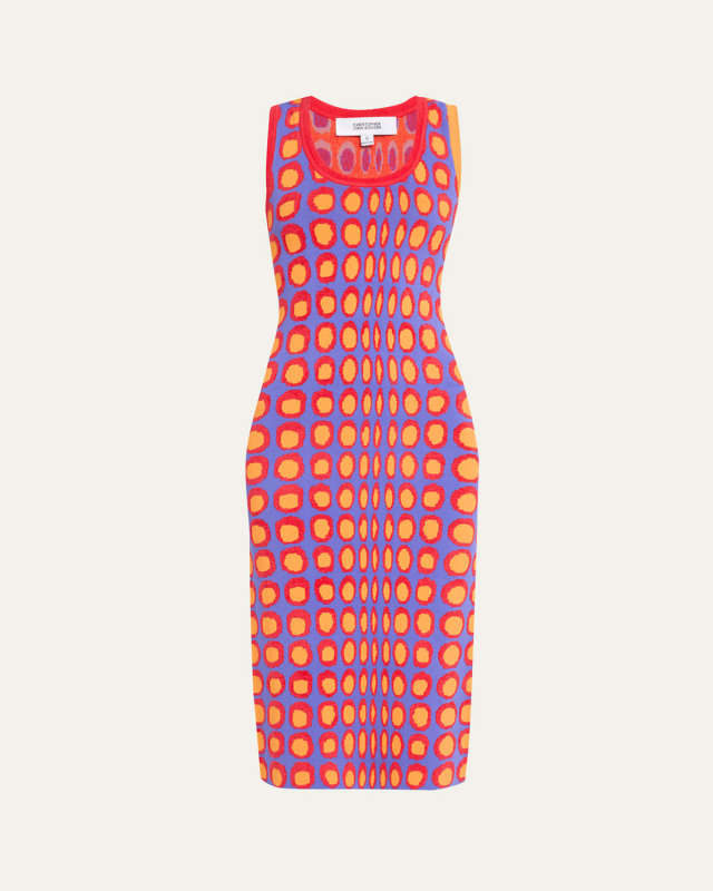 Wiggle Dot Jacquard Midi Tank Dress